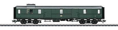 Marklin 42264 HO Scale Type Pw4u Hecht-Pike Baggage Car - 3-Rail - Ready to Run -- German Federal Railroad DB (Era III 1959, green, silver)