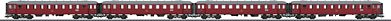 Marklin 42768 HO Scale Type Litra CL 4-Car Passenger Set - 3-Rail - Ready to Run -- Danish State Railways DSB (Era III 1964, brownish red, silver)