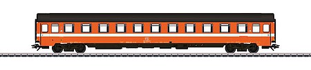 Marklin 42922 HO Scale Eurofima Type Bz 2nd Class Compartment Car - 3-Rail - Ready to Run -- Italian State Railroad FS (Era IV 1979, orange, black)