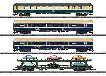 Marklin 42999 HO Scale German Auto Train Car Passenger and Auto Carrier Set - Ready to Run - Exclusiv -- German Federal Railroad DB (Era IV 1981)