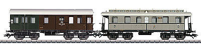 Marklin 43058 HO Scale Branch Line 4th Class & Baggage 2-Car Set #1 - 3-Rail - Ready to Run -- Royal Prussian Railroad Administration KPEV (Era I 1916)