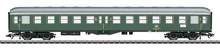 Marklin 43160 HO Scale Type Bymb 421 2nd Class Center Entry Coach - 3-Rail - Ready to Run -- German Federal Railroad DB (Era IV 1969, green, silver)