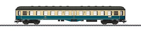 Marklin 43165 HO Scale Type Bylb 421 2nd Class Coach - 3-Rail - Ready to Run -- German Federal Railroad DB (Era IV 1984, ocean blue, ivory, gray)