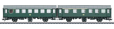Marklin 43173 HO Scale Type AB3ygeb & B3ygeb 2-Unit Passenger Car Set - 3-Rail Ready to Run -- German Federal Railroad DB (Era IV 1962, green, gray)