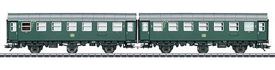 Marklin 43183 HO Scale DB Pair of Passenger Cars, Type B3ygeb - 3-Rail Ready to Run -- German Federal Railroad DB (Era IV 1962, green, gray)