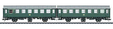 Marklin 43184 HO Scale Type B3ygeb 2-Unit Passenger Car Set - 3-Rail Ready to Run -- German Federal Railroad DB (Era IV 1962, green, gray)