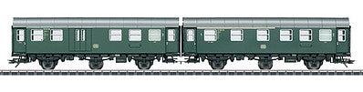 Marklin 43193 HO Scale Type AB3ygeb & Type BD3ygeb 2-Unit Passenger Car Set - 3-Rail Ready to Run -- German Federal Railroad DB (Era IV 1962, green, gray)