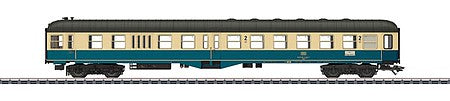 Marklin 43335 HO Scale Type BDylf 457 2nd Class Cab Car-Baggage - Coach - 3-Rail - Ready to Run -- German Federal Railroad DB (Era IV 1984, ocean blue, ivory, gray)