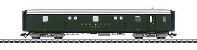 Marklin 43402 HO Scale Type F4u Lightweight Baggage Car - 3-Rail - Ready to Run -- Swiss Federal Railways SBB (Era III 1956, green, silver)