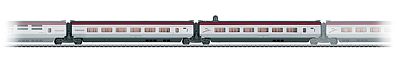 Marklin 43424 HO Scale Thalys High-Speed Train Intermediate 2 Car Add-On Set - 3-Rail - Ready to Run -- 1 Each 1st Class R2 & R3, Thalys PBKA (Era VI 2012, white, gray, maroon)