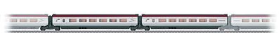 Marklin 43434 HO Scale Thalys High-Speed Train Intermediate 2 Car Add-On Set - 3-Rail - Ready to Run -- 1 Each 2nd Class R6 & R7, Thalys PBKA (Era VI 2012, white, gray, maroon)