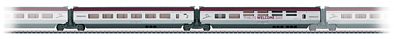 Marklin 43444 HO Scale Thalys High-Speed Train Intermediate 2 Car Add-On Set - 3-Rail - Ready to Run -- 2nd Class Bar R4 & 2nd Class R5, Thalys PBKA (Era VI, white, gray, maroon)