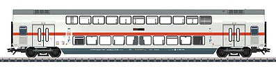 Marklin 43481 HO Scale Type DApza 687.2 Bi-Level 1st Class Coach - 3-Rail - Ready to Run -- German Railroad DB AG (Era IV 2016, IC2, light gray, red)