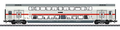 Marklin 43482 HO Scale Type DApza 682.2 Bi-Level 2nd Class Coach - 3-Rail - Ready to Run -- German Railroad DB AG (Era IV 2016, IC2, light gray, red)