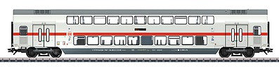 Marklin 43484 HO Scale Type DBpza 682.2 Bi-Level 2nd Class Coach - 3-Rail - Ready to Run -- German Railroad DB AG 1 (Era IV 2016, IC2, light gray, red)