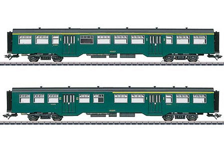 Marklin 43547 HO Scale Type M2 A5B5 1st-2nd Class and M2A 1st Class Set - 3-Rail - Ready to Run -- Belgian State Railways SNCB-NMBS (Era IIIa, green, gray)