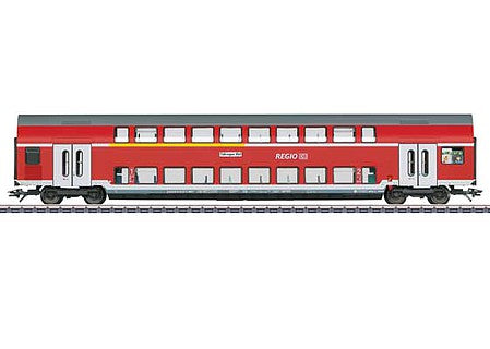 Marklin 43567 HO Scale Type DABza 756 1st-2nd Class Bi-Level Coach- 3-Rail - Ready to Run -- German Railroad, Inc. DB AG (Era VI 2017, red, gray, white, Regio)