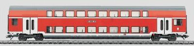 Marklin 43584 HO Scale Type DABz 756 1st & 2nd Class Bi-level Coach - 3-Rail - Ready to Run -- German Railroad DB AG (Era V, red, white, gray)
