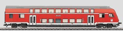 Marklin 43586 HO Scale Type DBbzf 761 2nd Class Bi-level Cab Control Car - 3-Rail - Ready to Run -- German Railroad DB AG (Era V, red, white, gray)