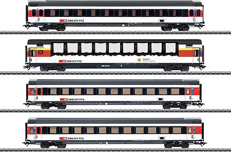 Marklin 43651 HO Scale 1 Type EW IV A, 2 Type EW IV B, 1 Type Apm Passenger Set - 3-Rail - Ready t -- Swiss Federal Railways SBB-CFF-FFS (Era VI 2019 InterCity, black, white, red