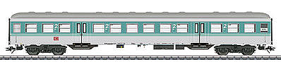 Marklin 43804 HO Scale Type Bn 448 Silver Coin Commuter Coach - 3-Rail - Ready to Run -- German Railroad DB AG #50 80 22-54 034-0 (Era V 1995, turquoise, gray)