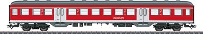 Marklin 43806 HO Scale Silberling/Silver Coin Bnrz 451.0 2nd Class Commuter Car - 3-Rail -- German Railroad DB AG #50 80 22-34 094-9 (Era VI, Traffic Red, gray, white)
