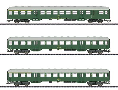 Marklin 43813 HO Scale Silbering Commuter 3-Car Set - 3-Rail - Ready to Run -- Luxembourg State Railways CFL (Era IV, green, gray)