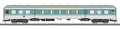 Marklin 43814 HO Scale Type ABn 417 1st/2nd Class Silver Coin Commuter Coach - 3-Rail - Ready to Run -- German Railroad DB AG #50 80 31-54 020-8 (Era V 1995, turquoise, gray)