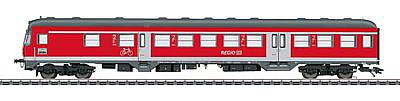 Marklin 43831 HO Scale Silberling/Silver Coin Bnrdzf 477 2nd Class Cab Car - 3-Rail - Ready to Run -- German Railroad DB AG #50 80 82-34 324-7 (Era VI; Traffic Red, gray, white)