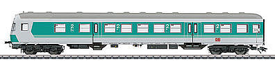 Marklin 43834 HO Scale Type Bndf 478 2nd Class Silver Coin Commuter Cab Car - 3-Rail - Ready to Run -- German Railroad DB AG #50 80 82-53 914-1 (Era V 1995, turquoise, gray)