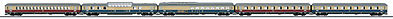 Marklin 43857 HO Scale Rheinpfeil Express 5-Car Set - 3-Rail - Ready to Run -- German Federal Railroad DB (Era III Rheinpfeil, red, ivory & blue, ivory)