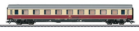 Marklin 43862 HO Scale Type Avumz 111 1st Class Compartment - 3-Rail - Ready to Run -- German Federal Railroad DB 1 (Era IV 1973, red, ivory, silver)