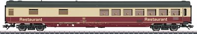 Marklin 43871 HO Scale Type WRmh 132 Diner - 3-Rail - Ready to Run -- German Federal Railroad DB (Era IV 1985, crimson, ivory)