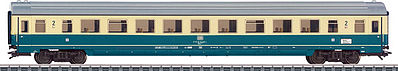 Marklin 43875 HO Scale Type Bpmz 291.2 2nd Class Coach - 3-Rail - Ready to Run -- German Federal Railroad DB (Era IV 1983, Ocean Blue, ivory)