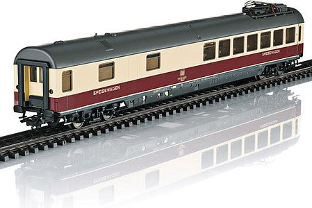 Marklin 43894 HO Scale Type WRumz 135 Diner - 3-Rail - Ready to Run -- German Federal Railroad DB (Era IV 1973, red, ivory, silver)