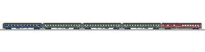 Marklin 43915 HO Scale Express Train 5-Car Passenger Set - 3-Rail - Ready to Run -- German Federal Railroad DB (Era IV, 1970)