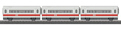 Marklin 44108 HO Scale ICE 3-Car Add-On Set - Ready to Run - My World -- German Railroad DBAG (Era VI, white, gray, red)
