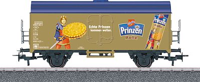 Marklin 44210 HO Scale Type Ichqrs 377 Reefer - 3-Rail - Ready to Run -- Griesson - de Beukelaer (Era VI; tan, blue; Prinzen Crackers, German Letters)