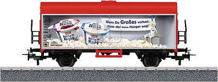 Marklin 44217 HO Scale Refrigerator Car - 3-Rail - Ready to Run - Start-Up -- Muller Milchreis - Rice Pudding (red, white, full-color graphics)