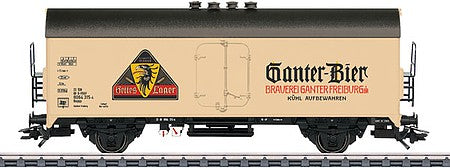 Marklin 45026 HO Scale Beer Reefer - 3-Rail - Ready to Run -- Ganter Light Lager (beige, gray, red, black)