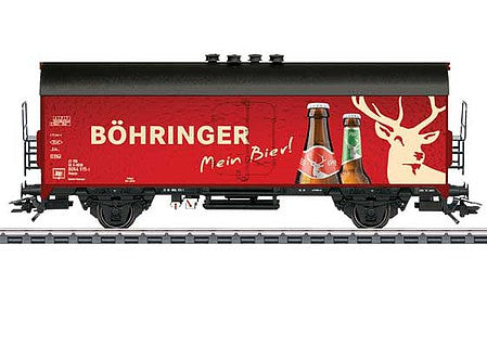 Marklin 45028 HO Scale Type Ibopqs Refrigerator Car - 3-Rail - Ready to Run -- Bohringer Beer (red, beige, Beer Graphics)