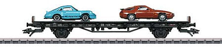 Marklin 45054 HO Scale Type Klp 472 Flatcar with Porsche 928 and 911 RS 2.7 - 3-Rail - Ready to Run -- German Railroad DB AG (Era IV 1972, Porsche 70 Years)
