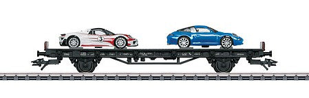 Marklin 45058 HO Scale Type Kkklp 472 Flatcar with Porsche 991 Targa 4S, 918 WP - 3-Rail - Ready t -- German Railroad DB AG (Era VI 2013, Porsche 70 Years)