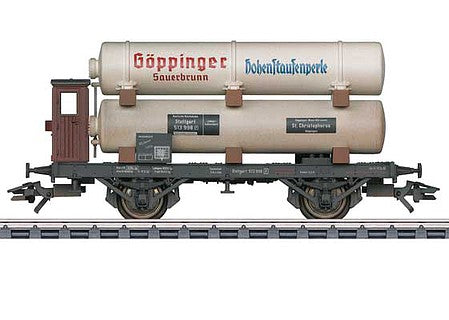 Marklin 45086 HO Scale 2-Axle Gas Tank Car - 3-Rail - Ready to Run -- Goppingen Mineral Springs (Era II, black, white, red)