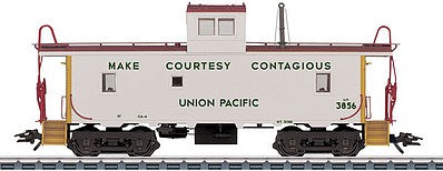 Marklin 45709 HO Scale Class CA-3/CA-4 Caboose - 3-Rail Ready to Run -- Union Pacific #3771 (white, Armour Yellow, red, Make Courtesy Contagious Slo