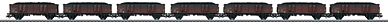 Marklin 46024 HO Scale Type 1214 B High-Side Gondola w/Load 7-Pack - 3-Rail - Ready to Run -- Belgian State Railways SNCB/NMBS (Weathered, Era III 1950s, Boxcar Red)