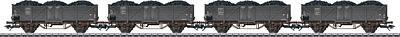 Marklin 46083 HO Scale Type Klagenfurt 2-Axle High-Side Gondola w/Load 4-Pack - 3-Rail - Ready to Run -- Luxembourg State Railways CFL (Era III, black)