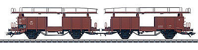 Marklin 46136 HO Scale Type Offs 59 Auto Transport Car - 3-Rail - Ready to Run -- German Federal Railroad DB (Era III 1960s, Boxcar Red)