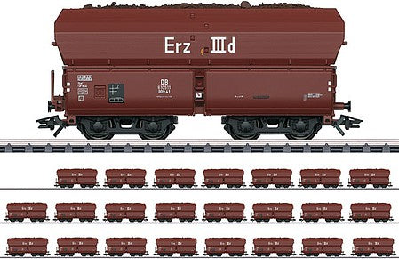 Marklin 46210 HO Scale Type OOtz 41 Erz IIId Hopper with Ore Load 24-Pack - 3-Rail - Ready to Run -- German Federal Railroad DB (Era III 1960s, Boxcar Red)