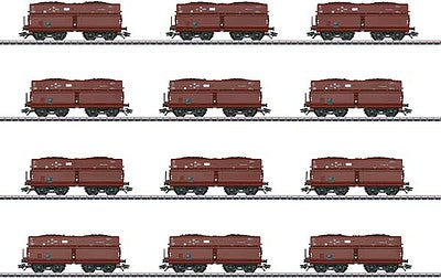 Marklin 46230 HO Scale Type OOt - Erz Iid Hopper with Iron Ore Load 12-Car Set - 3-Rail - Ready to Ru -- German State Railroad DRG (Era II 1944, Boxcar Red)